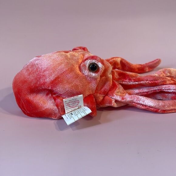 2000 Ty Original Beanie Baby Wiggly Red/Orange Squid New With Tag EUC 9” long - Picture 7 of 8